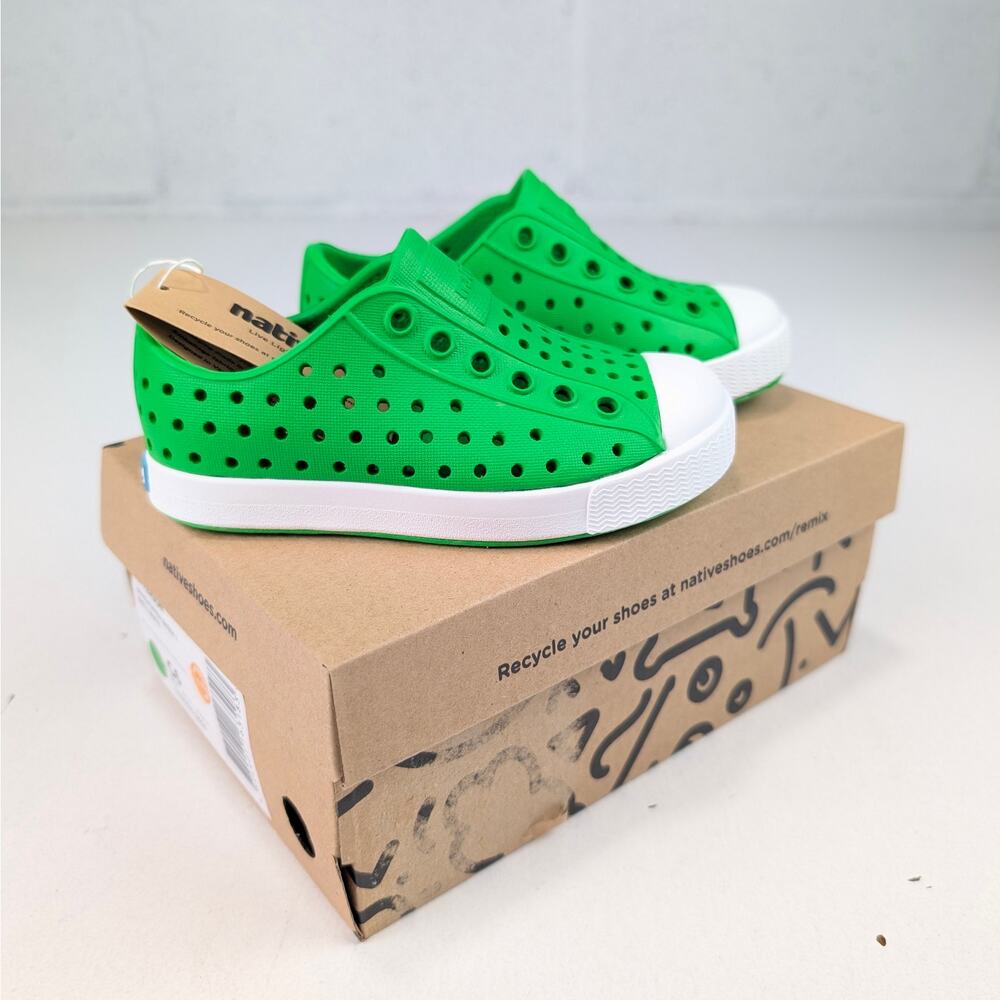 Native Jeffersons Toddler 6 Shoes - Grasshopper Green/Shell White